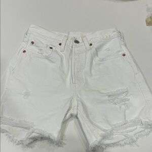 White Distressed Women Shorts